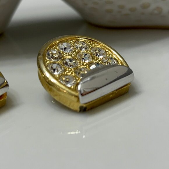 LANVIN PARIS VINTAGE RHINESTONE CLIP EARRINGS - Picture 8 of 11